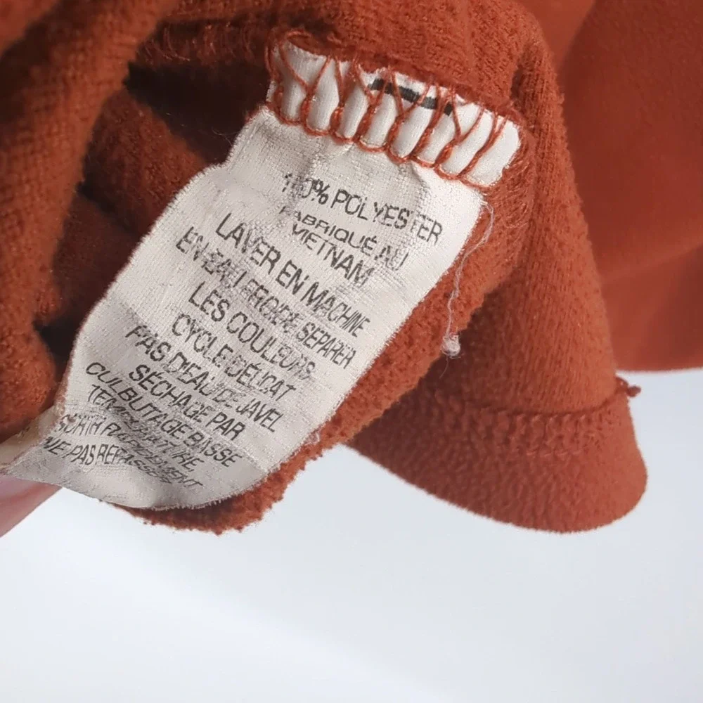 LL Bean Sweater Men's Medium Red/Orange Pullover Quarter‎ Zip Fleece Reg 0HJY2